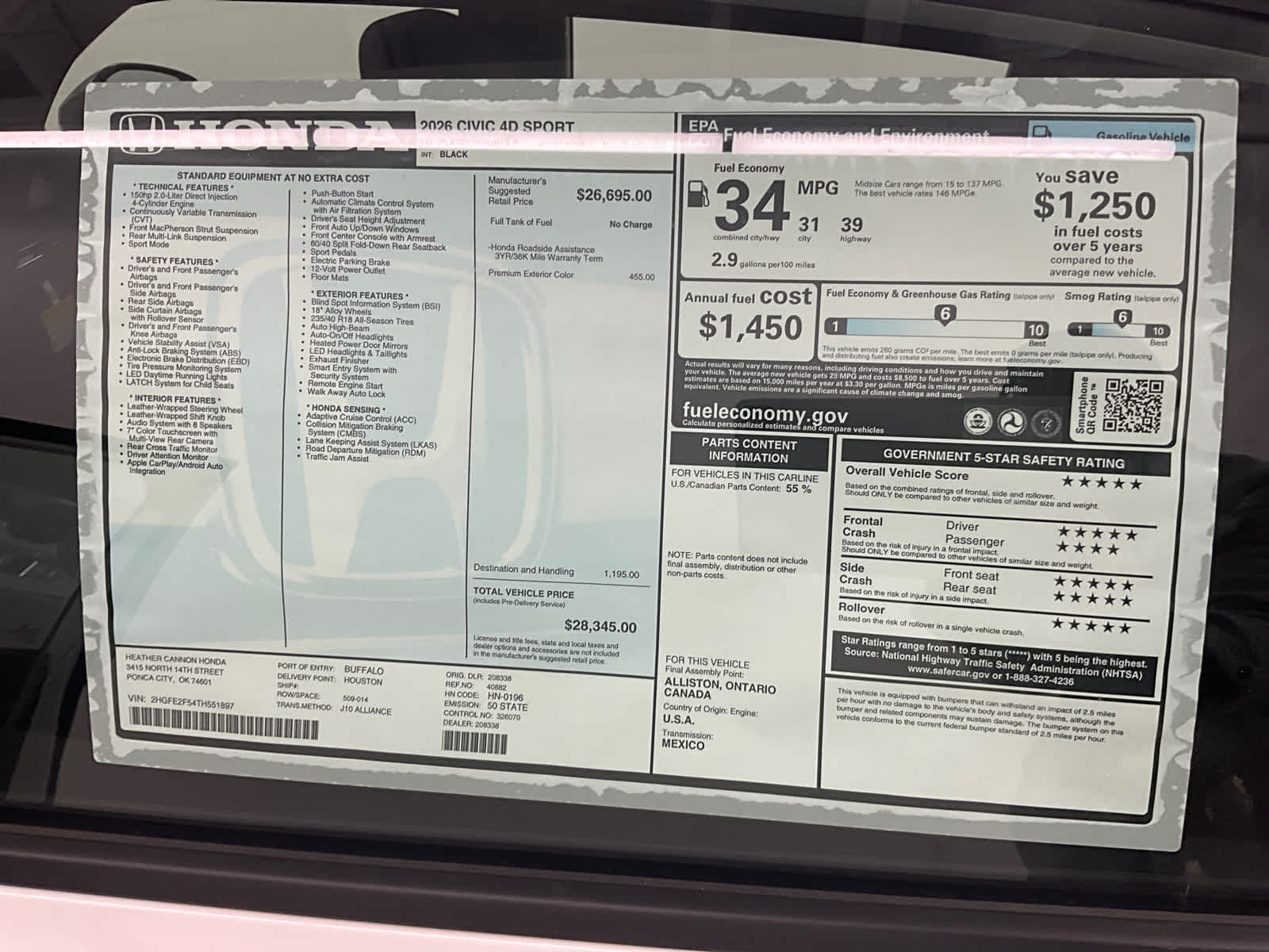 2026 Honda Civic Sport