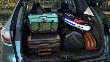 a gif of a honda hrv showcasing the cargo space with seats folded down