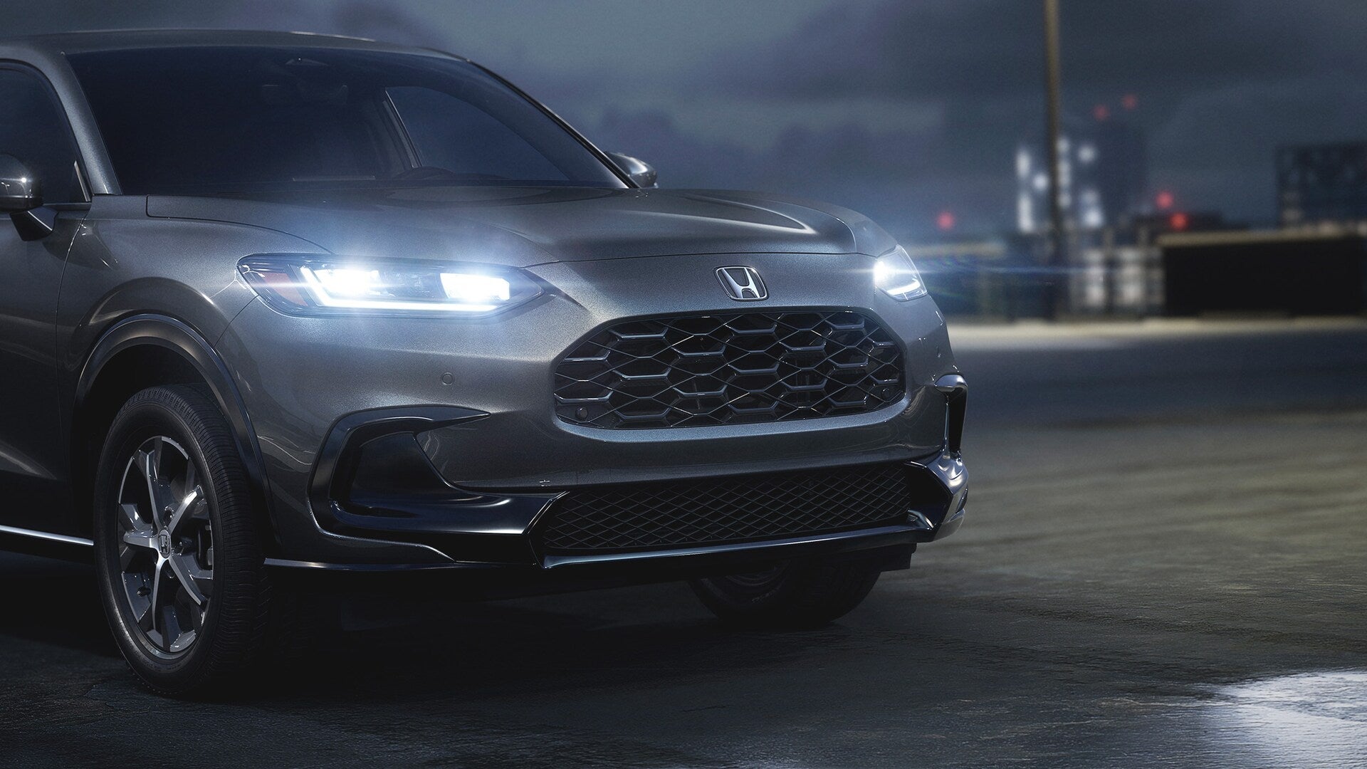 the front exterior close up of the LED headlights