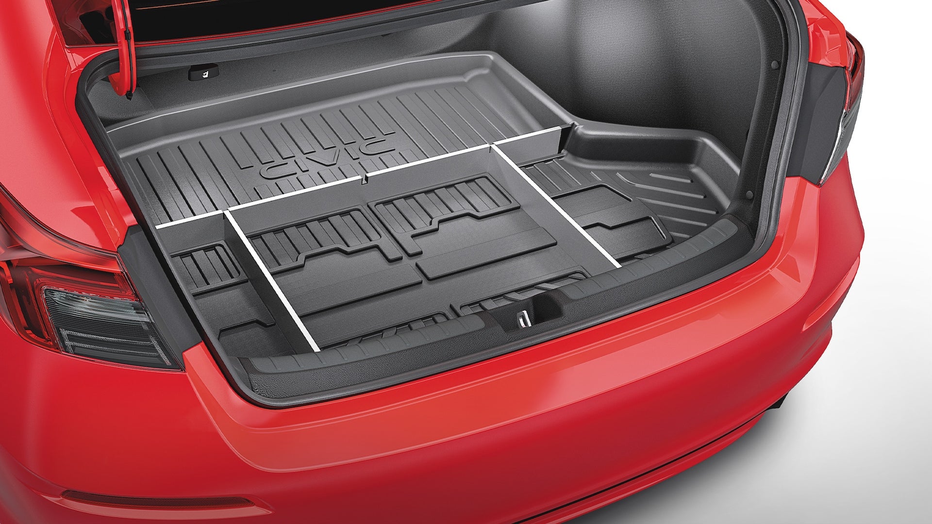Trunk of the 2025 Honda Civic with protective cargo liner.
