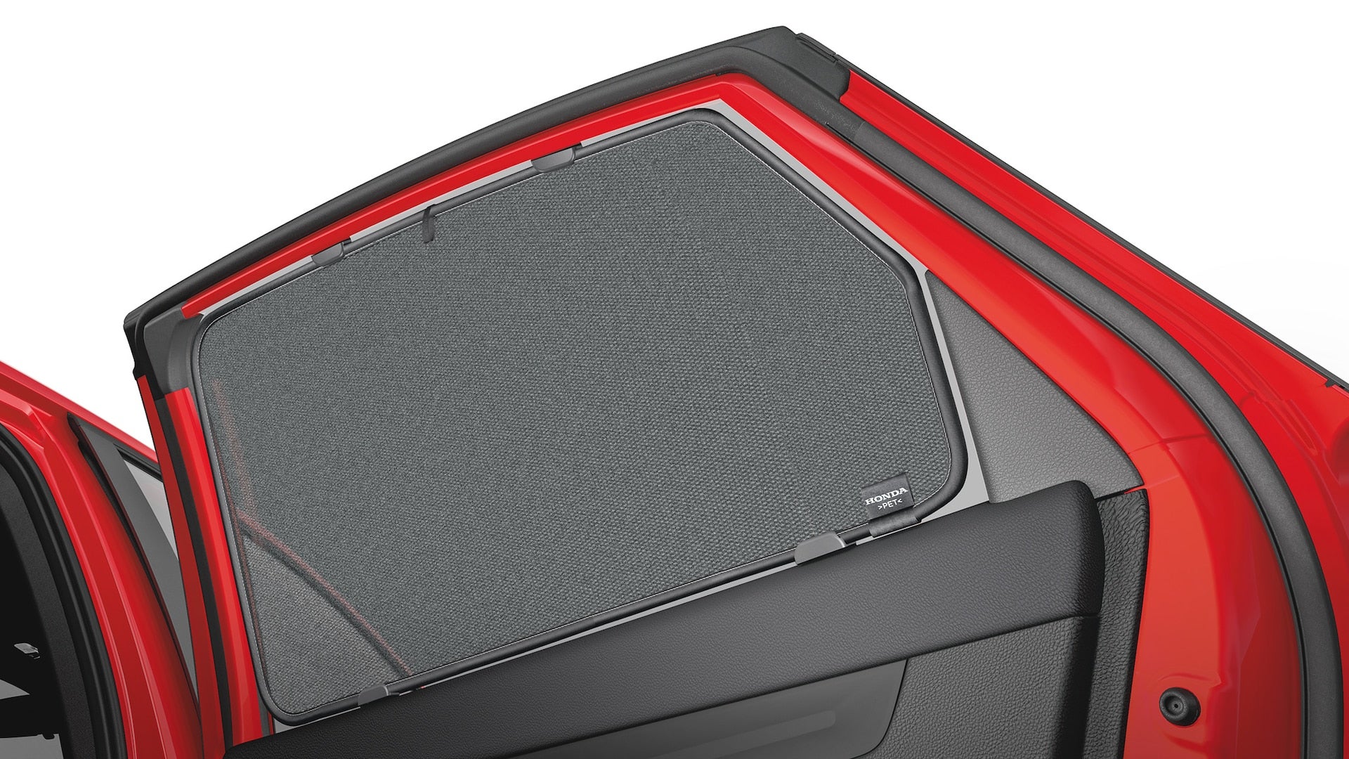 Red 2025 Honda Civic with window deflectors installed