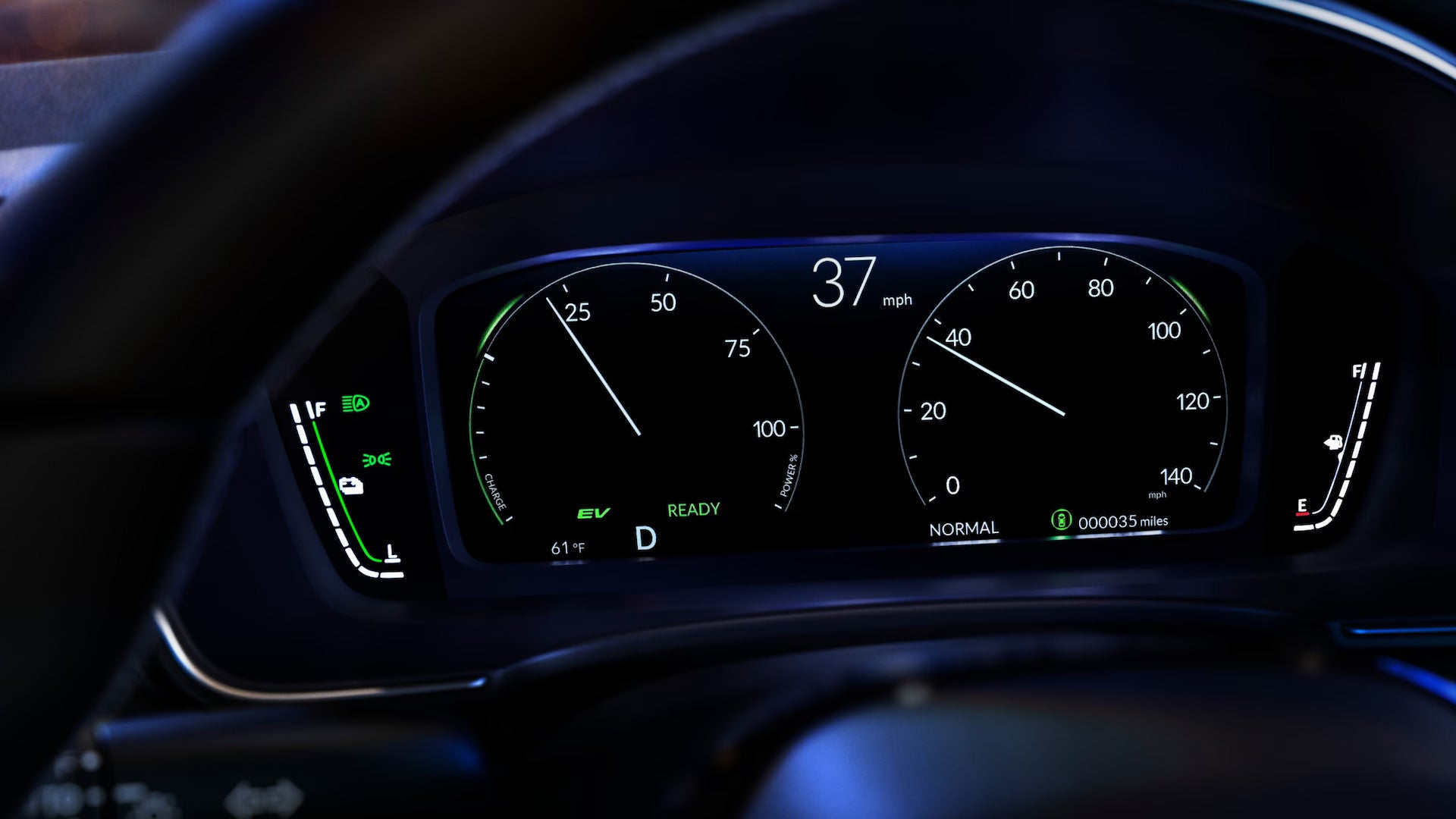 Digital dashboard display showing the 2025 Honda Civic's fuel efficiency