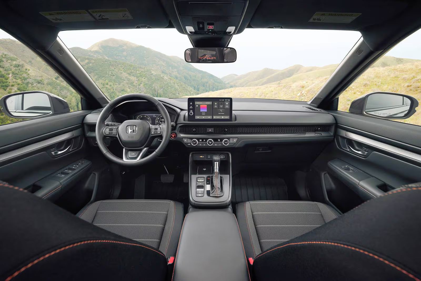 The front dash in a honda cr-v.