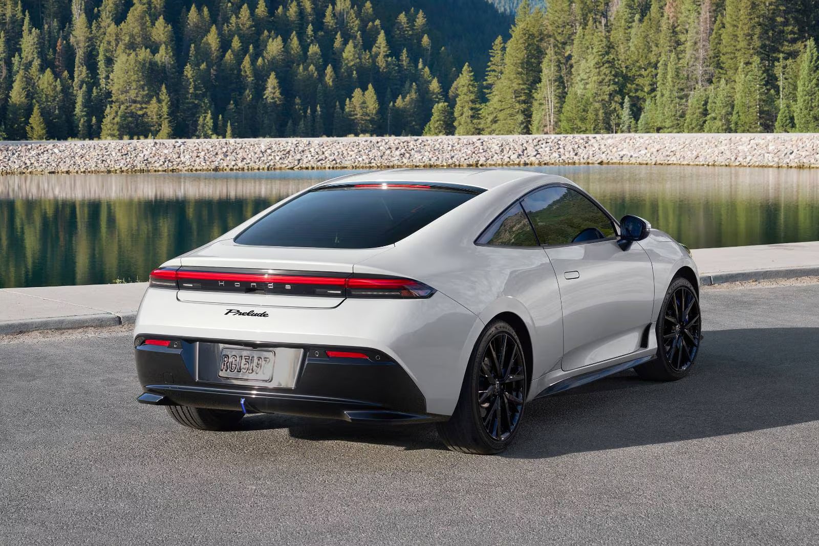 A white car sitting parked