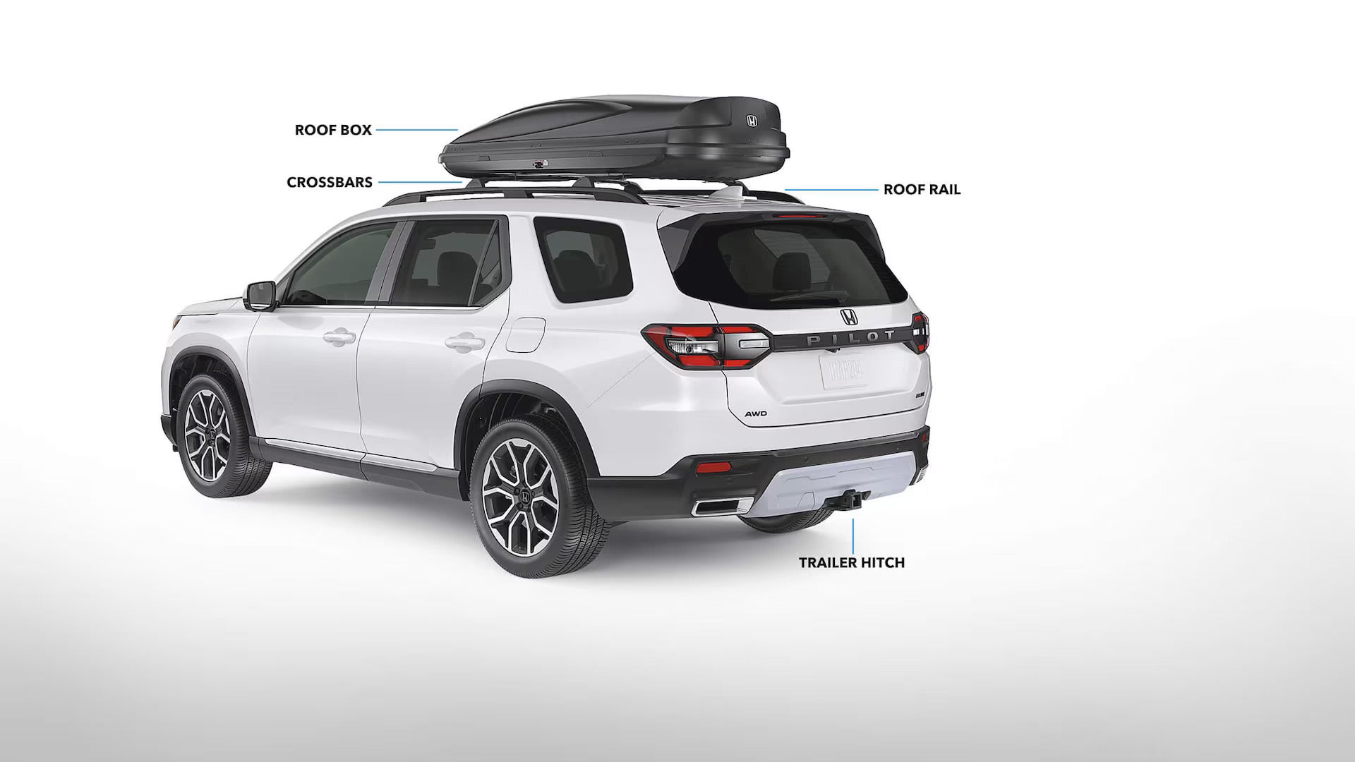 a white suv showing specs for storing cargo