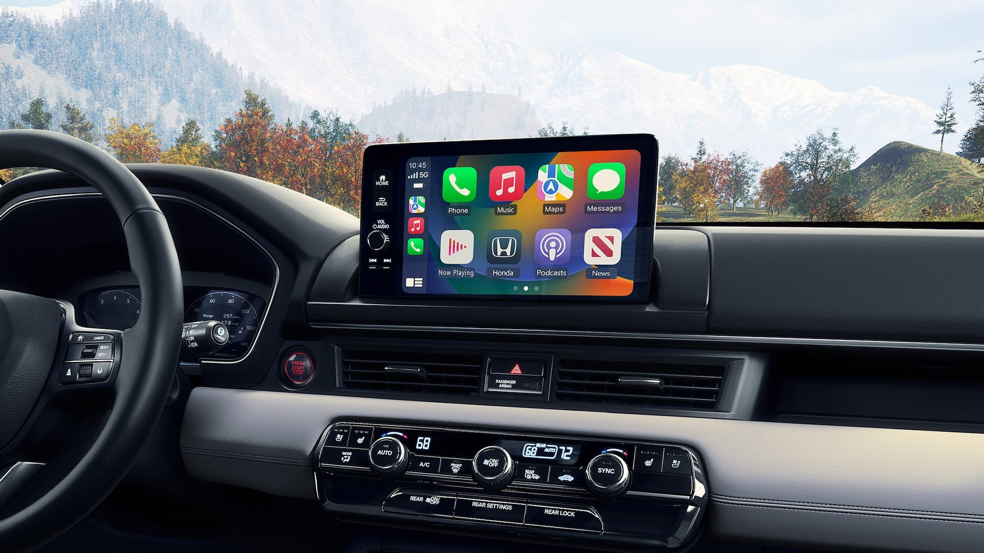 the infotainment and technology display in a honda suv